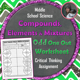 Elements, Compounds, and Mixtures Odd One Out Worksheet
