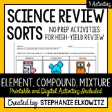 Elements, Compounds and Mixtures Review Sort | Printable, 