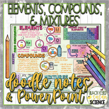 Preview of Elements, Compounds, and Mixtures Doodle Notes & Quizzes + PowerPoint II