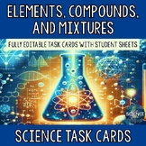 Elements, Compounds, and Mixtures - Task Cards (TEKS 8.6A)
