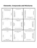 Elements Compounds and Mixtures 3x3 Vocabulary Puzzle