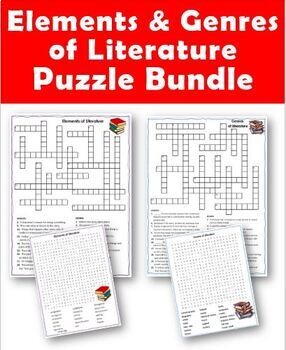 Preview of Elements & Genres of Literature Puzzle Bundle