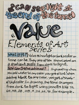 Preview of Elements Of Art-worksheet/resource-Value-page 1 of 2