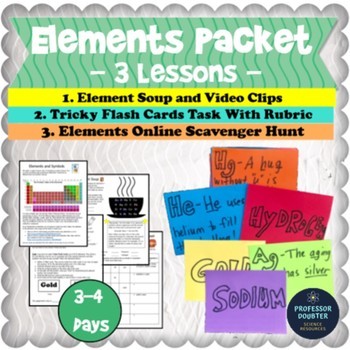 Preview of Elements Worksheets Periodic Table Packet NGSS MS-PS1 TEKS 6.5A