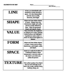 Elements and Principles - Art I by The Starving Art Teacher | TpT