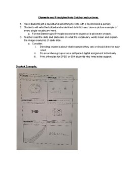 Preview of Elements and Principles Note Catcher