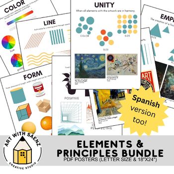 Preview of Elements and Principles Posters - English and Spanish