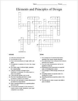 Preview of Elements and Principles of Design Crossword