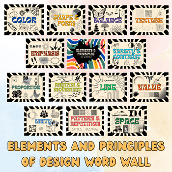 Preview of Elements and Principles of Design Posters-Art Class Word Wall-Vocabulary Board