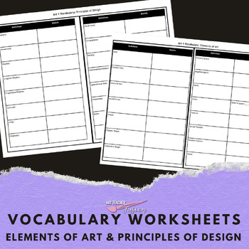 Preview of Elements of Art and Principles of Design Vocabulary Worksheets