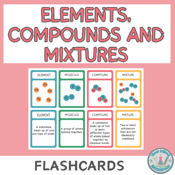 Preview of Elements, compounds and mixtures FLASHCARDS