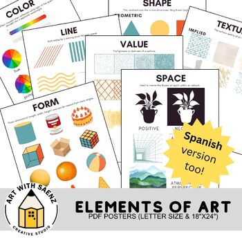 Preview of Elements of Art 18"x24" Posters & Letter Size English and Spanish