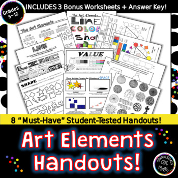 Preview of Elements of Art: 8 Essential Handouts for Visual Arts Middle School High School