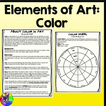 Elements of Art: Color, Art Lessons by Ms Artastic | TpT