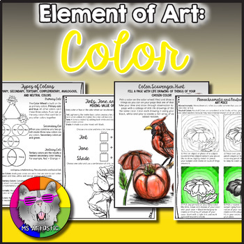 Preview of Elements of Art: Color, Art Lessons, Projects and Activities