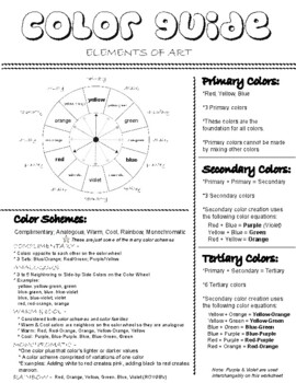 Preview of Elements of Art - Color Notes & Worksheet
