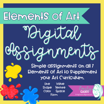 Preview of Elements of Art Digital Assignments Elementary Level