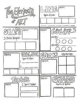 Preview of Elements of Art Doodle Notes Worksheet