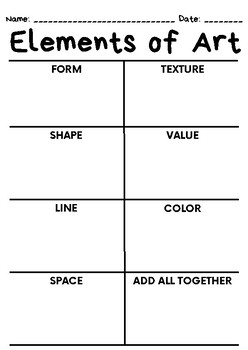 Elements of Art Fill in the Blank Worksheet by ShelbyLynnSocials