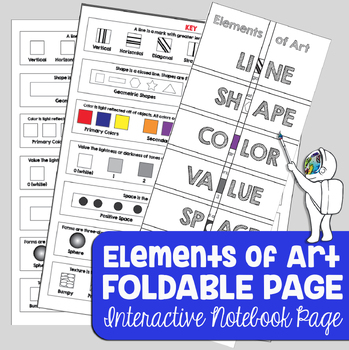 Preview of Elements of Art Foldable - Interactive Notebook Page with Word Wall Posters