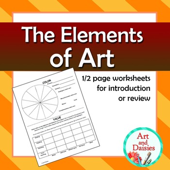 Preview of Elements of Art - Half Page Worksheets for Introduction or Review