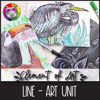 Preview of Elements of Art LINE Art Lessons, Activities, Worksheets, Art Project Unit