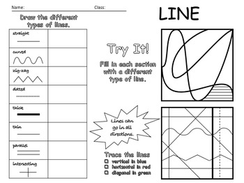 Preview of Elements of Art - Line Worksheet - Editable
