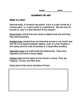 Elements of Art Packet by Let's Make it Easier | TpT