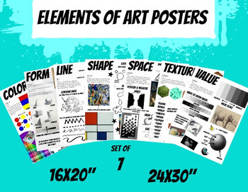 Preview of Elements of Art Posters Art Classroom Visuals Set of 7 Handouts Large Posters