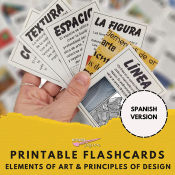 Preview of Elements of Art & Principles Design Printable Flashcards in Spanish