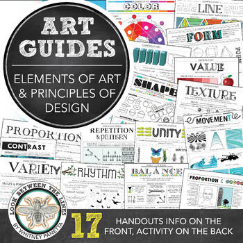 Preview of Elements of Art, Principles of Design Printable Worksheets, Activities, Handout