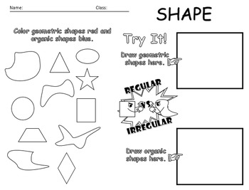 Preview of Elements of Art - Shape Worksheet - Editable
