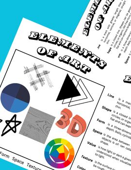 Preview of Elements of Art: Visual and Definition Worksheet