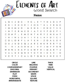 Elements of Art Word Search by The Fine Arts Library | TPT