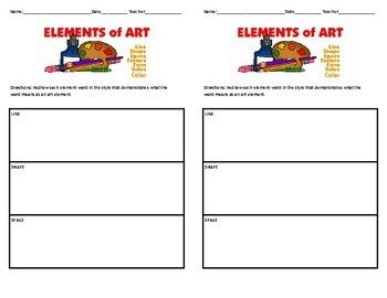 Preview of Elements of Art Words