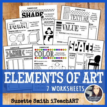 Preview of Elements of Art Worksheet Handouts form Middle school and High school students