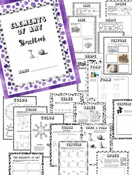 Preview of Elements of Art Worksheets (Printable Sketchbook for Early Finishers)