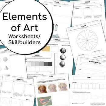 Preview of Elements of Art Worksheets/Skillbuilders - Sketchbook Assignments