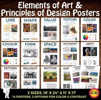 Preview of Elements of Art and Principles of Design Posters - 14 Posters - 2 Sizes