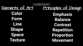 Preview of Elements of Art and Principles of Design Slideshow