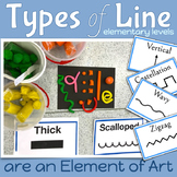 Elements of Art for LINE - TYPES of LINE CARDS 1st-4th grade