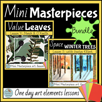 Preview of Elements of Art projects VALUE and SPACE Bundle lesson plans 2nd - 4th grade