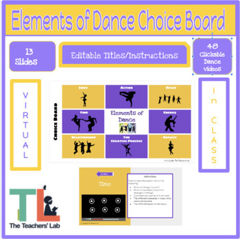 Preview of Dance - Elements of Dance Choice Board
