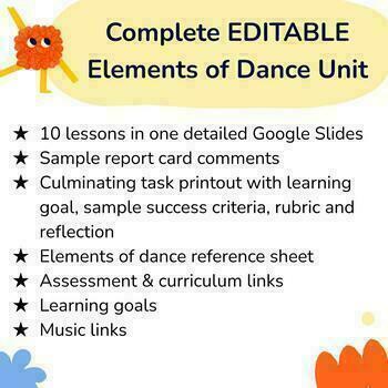 Preview of Elements of Dance Unit - NO PREP EDITABLE bundle!