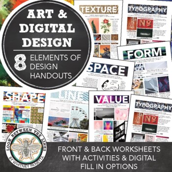 Preview of Elements of Design Worksheet Pack: 8 Activities, Digital Art, Graphic Design