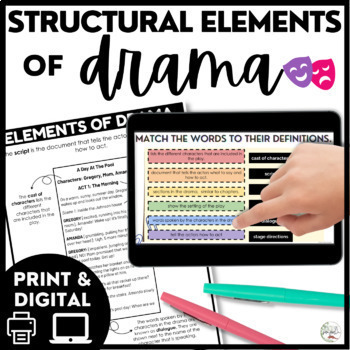Preview of Elements of Drama Activities and Worksheets - Types of Writing - Plays & Theater