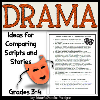 Preview of Elements of Drama -- Ideas for Comparing Scripts & Stories; Printable Questions