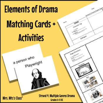 Preview of Elements of Drama Matching Cards + Activities 