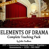 Elements of Drama Complete Teaching Pack, Task Cards, Quiz, Sketch Notes, Games