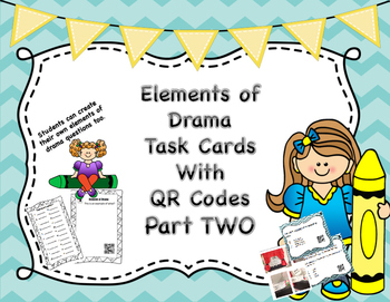 Preview of Drama Task Cards With QR Codes Part Two